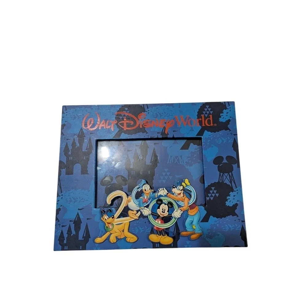 Walt Disney World 2000 Celebration Picture Frame Mickey Donald Goofy Pluto Blue
